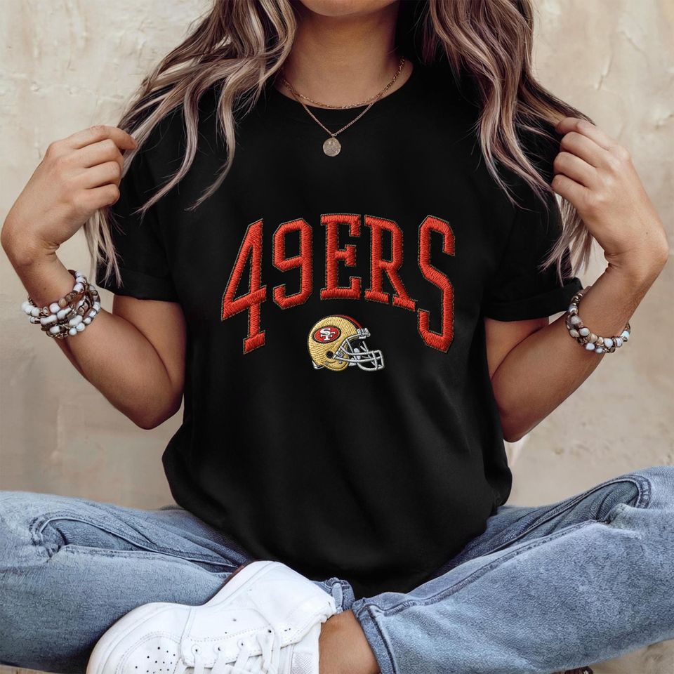 Embroidered 49ERS Oversized Sweatshirt, Unisex College Sweater, Vintage Streetwear Pullover