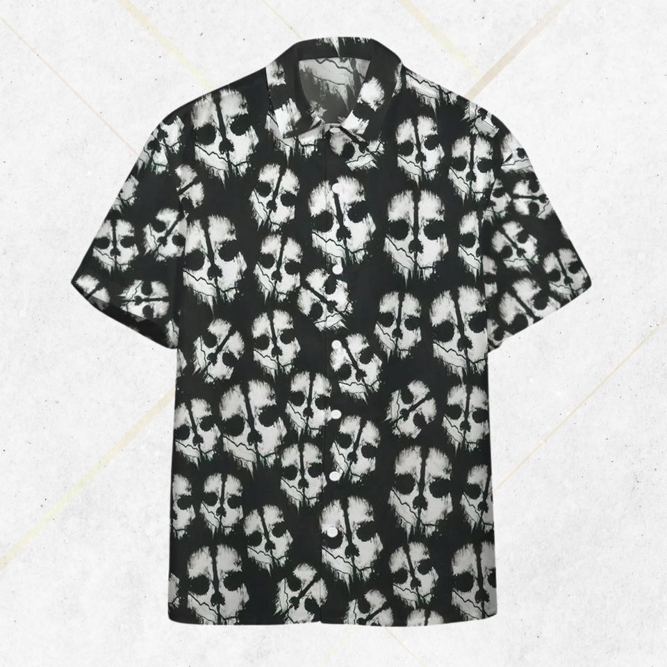 All Over Skull Hawaiian Shirt, Spooky Drip Skull Pattern