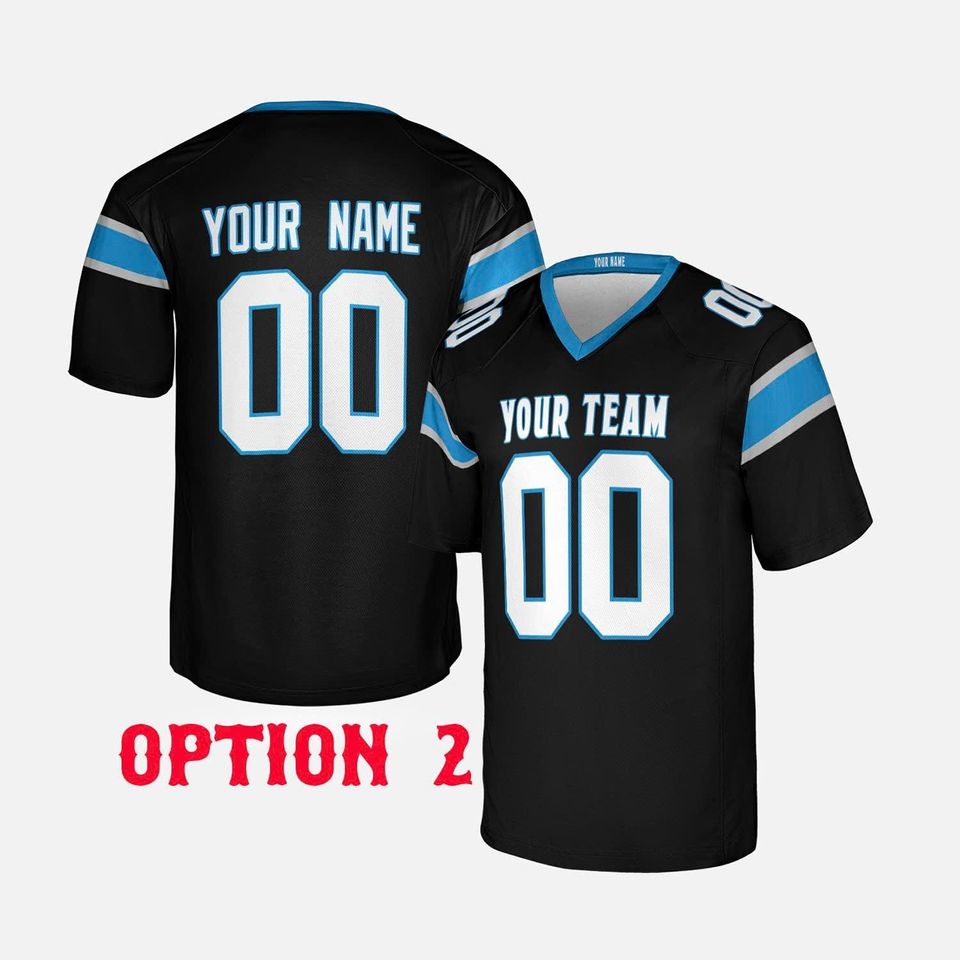 Custom Carolina Panthers Football Jersey, Blue Black, Adult Sizes