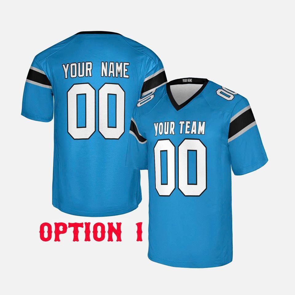 Custom Carolina Panthers Football Jersey, Blue Black, Adult Sizes