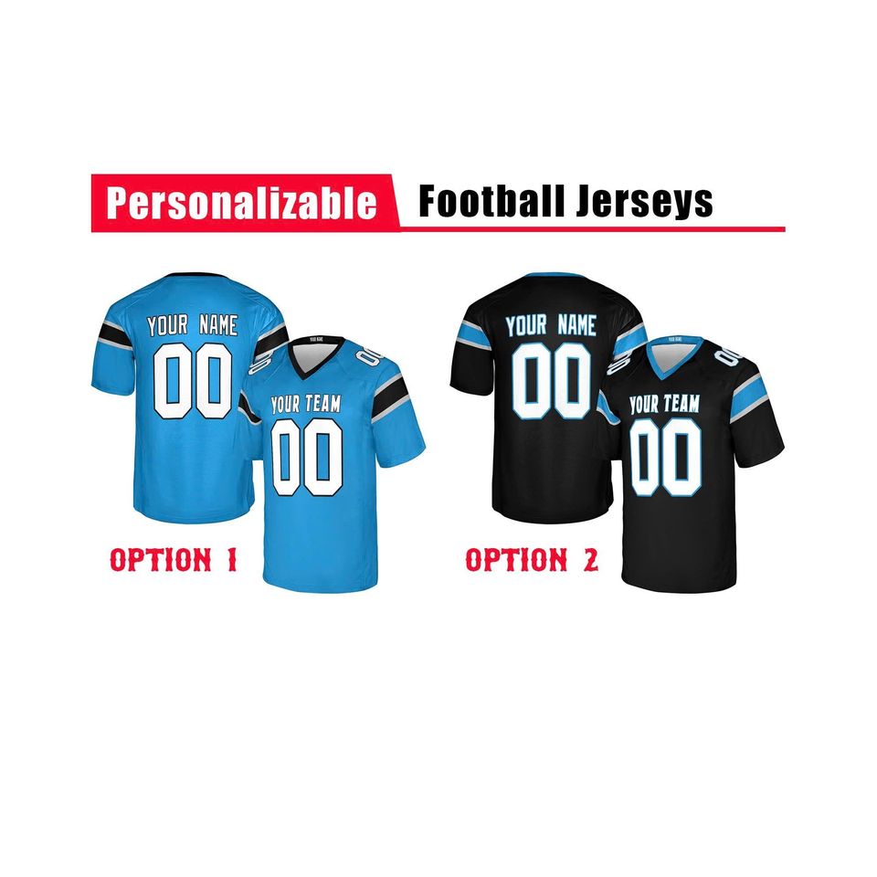 Custom Carolina Panthers Football Jersey, Blue Black, Adult Sizes