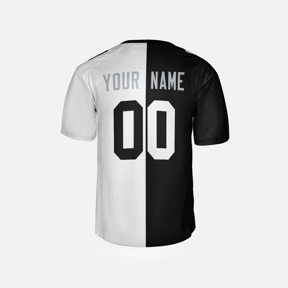 Custom Las Vegas Raiders 1998 Split American Football Jersey, White Black, Adult Sizes