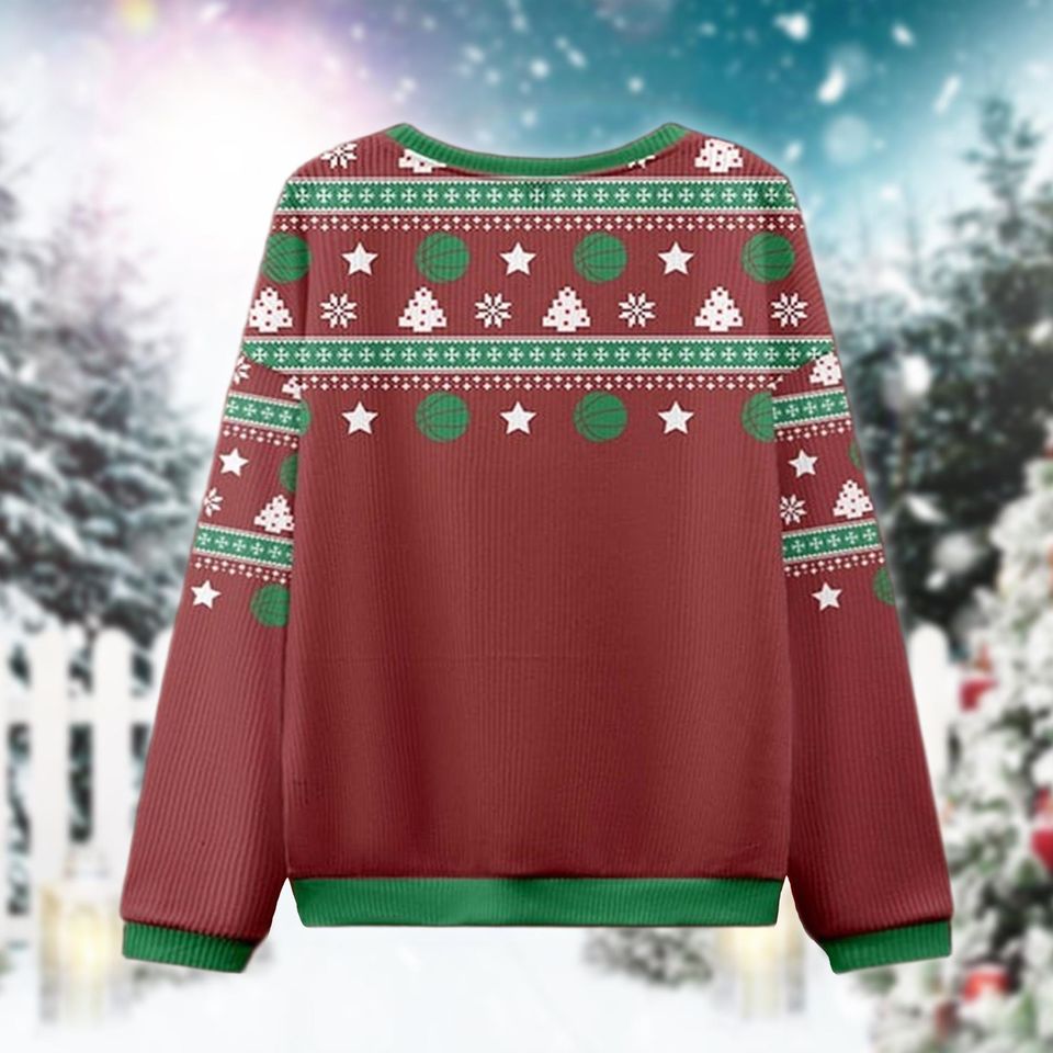Funny Basketball Christmas Sweater, He Is Rizzin Holiday Sweatshirt, Ugly Xmas Sweater for Men Women, Cool Religious Gift Idea
