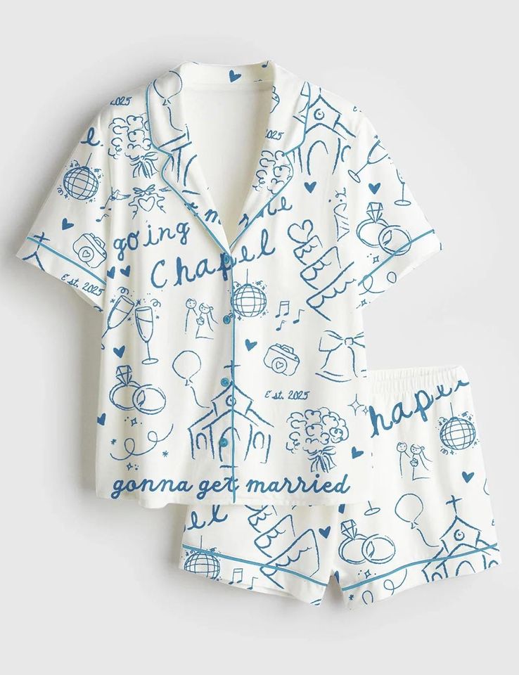 Going To The Chapel Pajama Set with Pocket