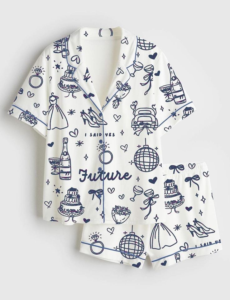 Women's Short Pajamas Set with Pocket