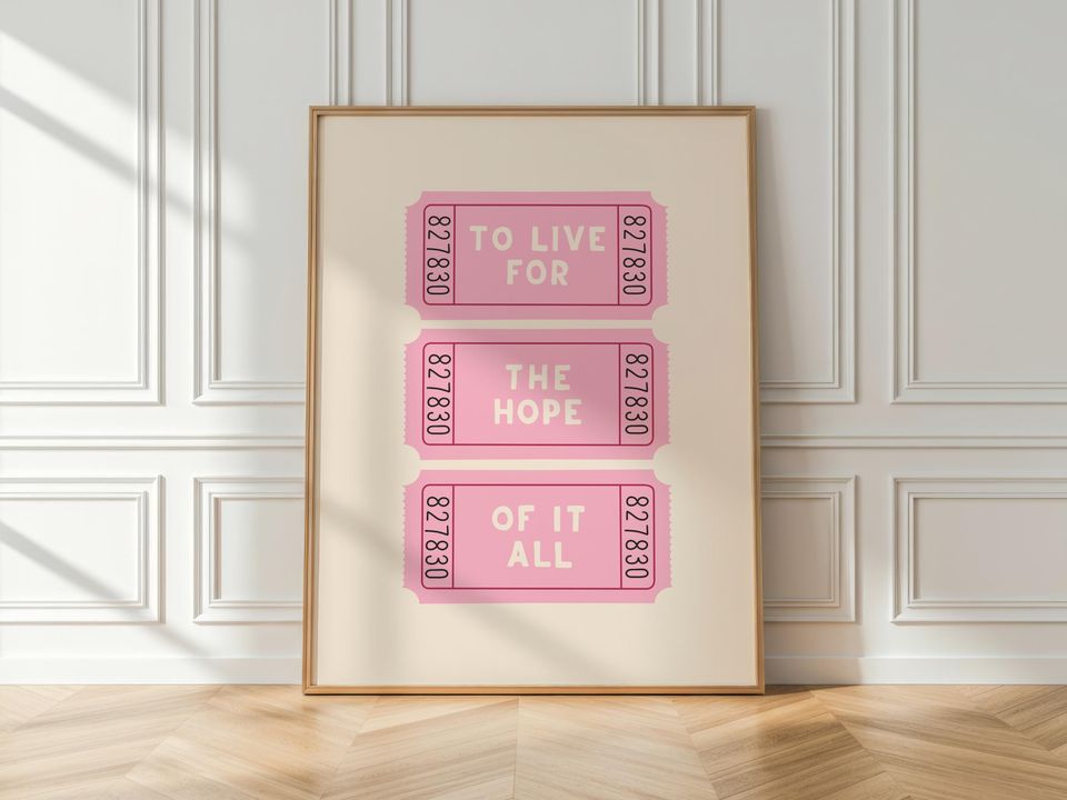 TS Lyric Print: Minimalist 'To Live For The Hope Of It All'