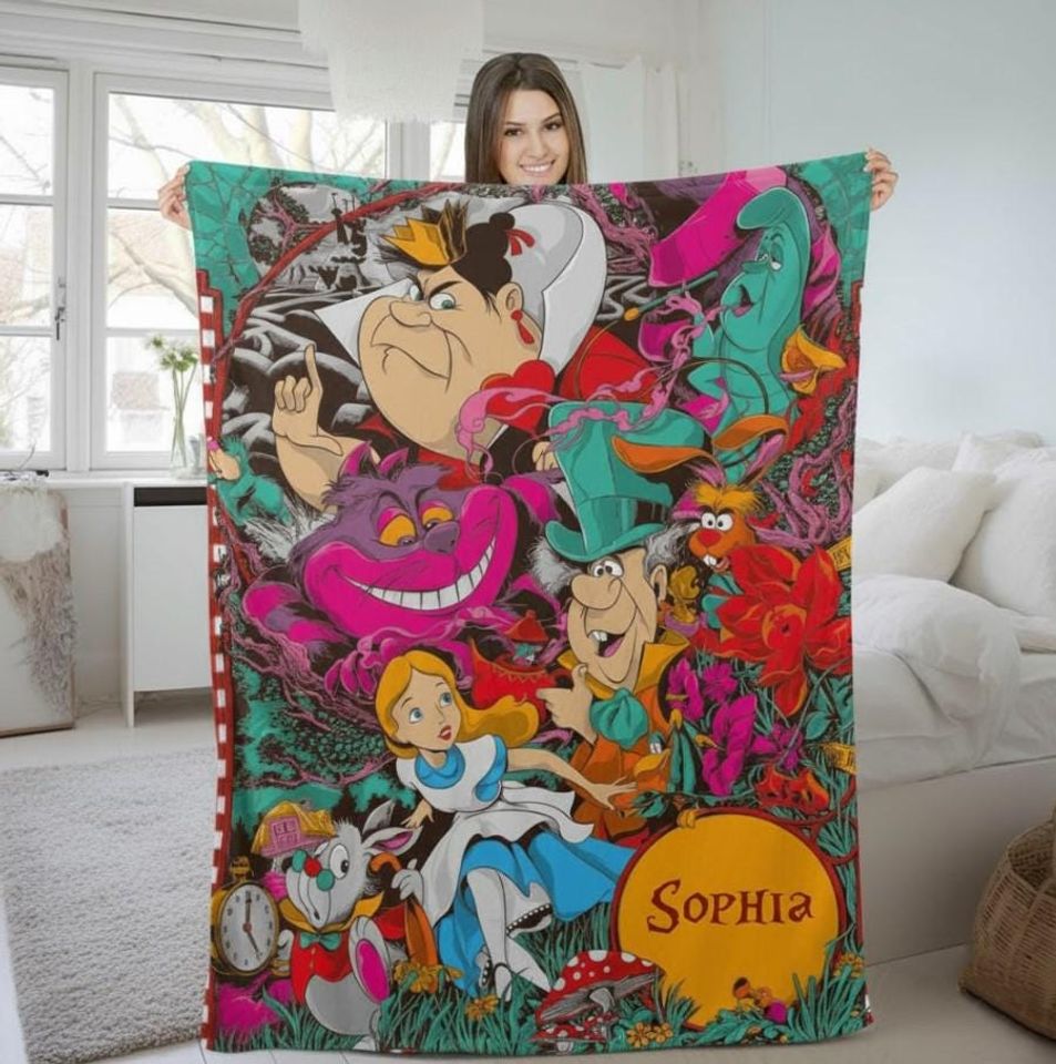 Custom Name Princess Alice Blanket, Personalized Name Baby Girl Blanket, Cartoon Characters Blanket, Princess Blanket For Kids