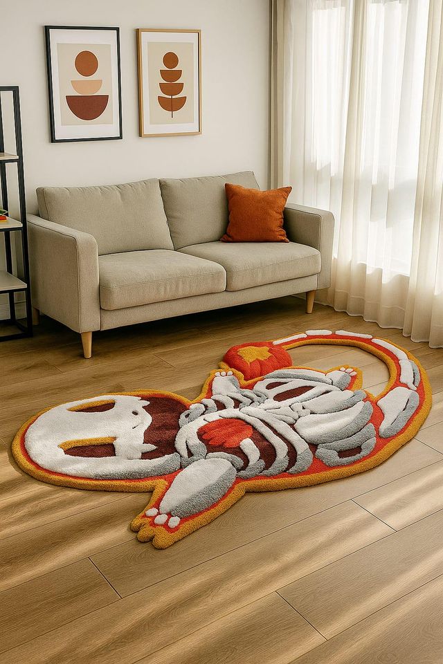Handmade Skeleton Cartoon Rug