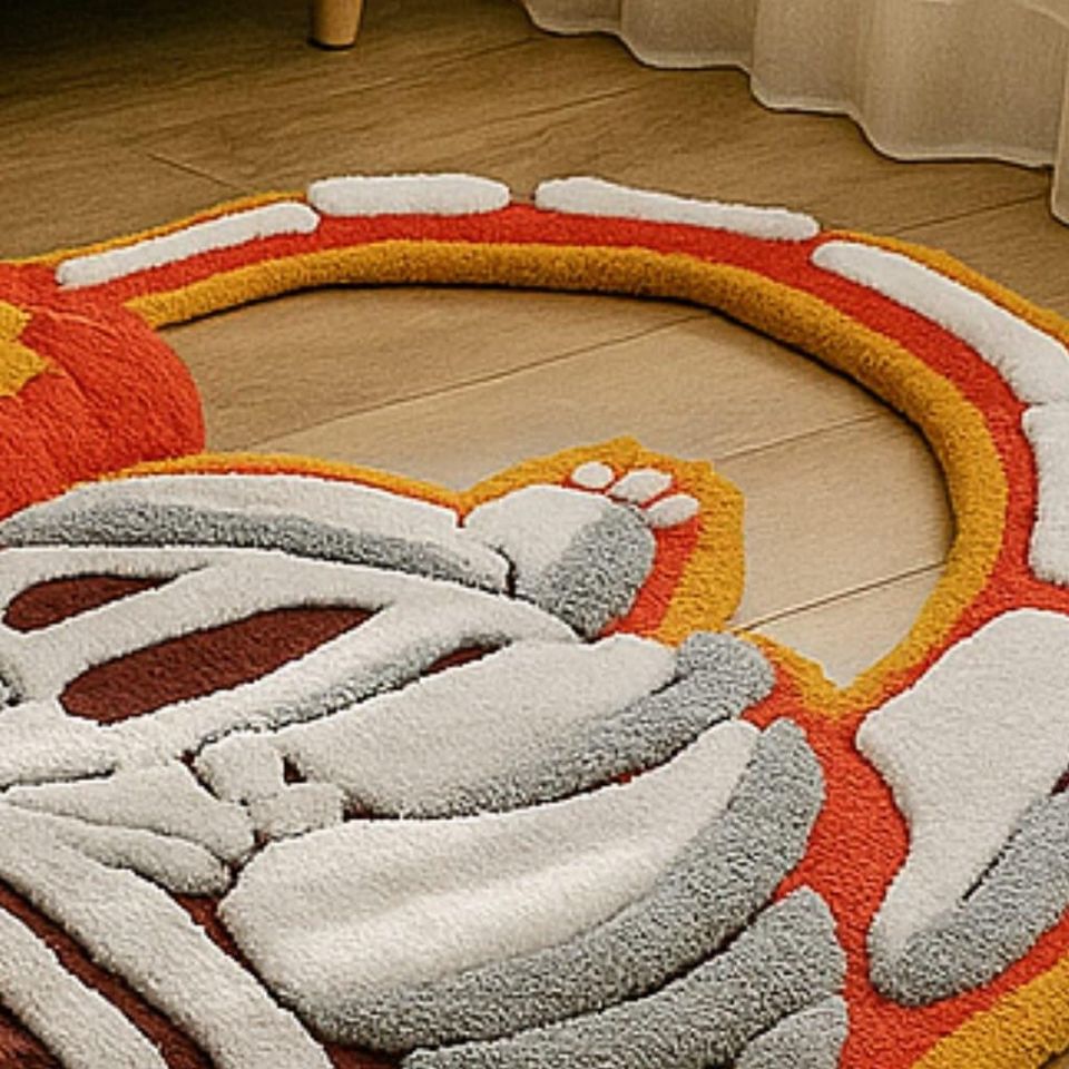 Handmade Skeleton Cartoon Rug