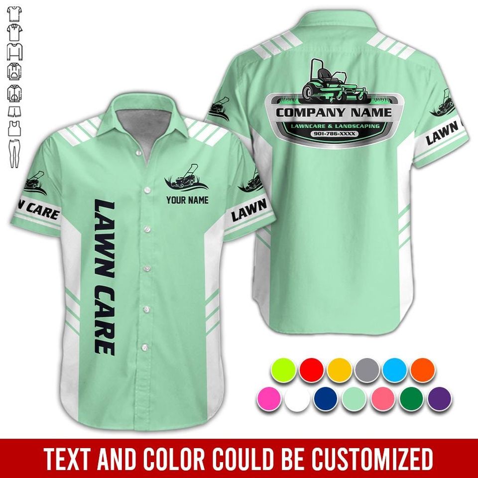 Custom Lawn Care Work Shirt: Personalized Button Up Prosfessional Uniform