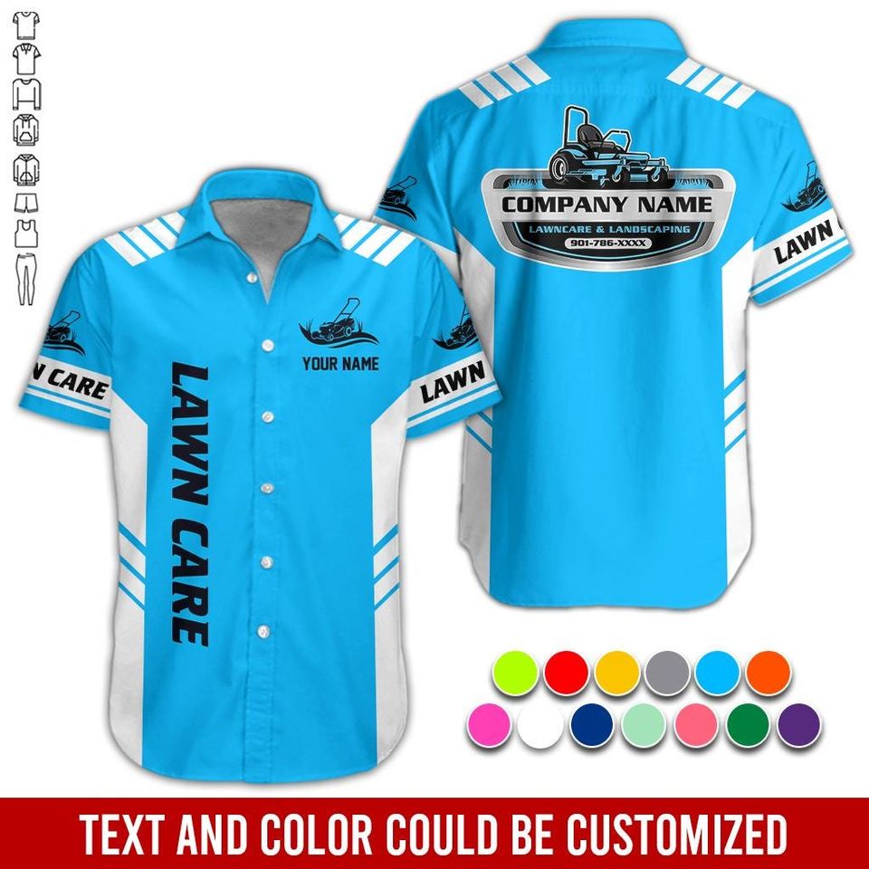Custom Lawn Care Work Shirt: Personalized Button Up Prosfessional Uniform