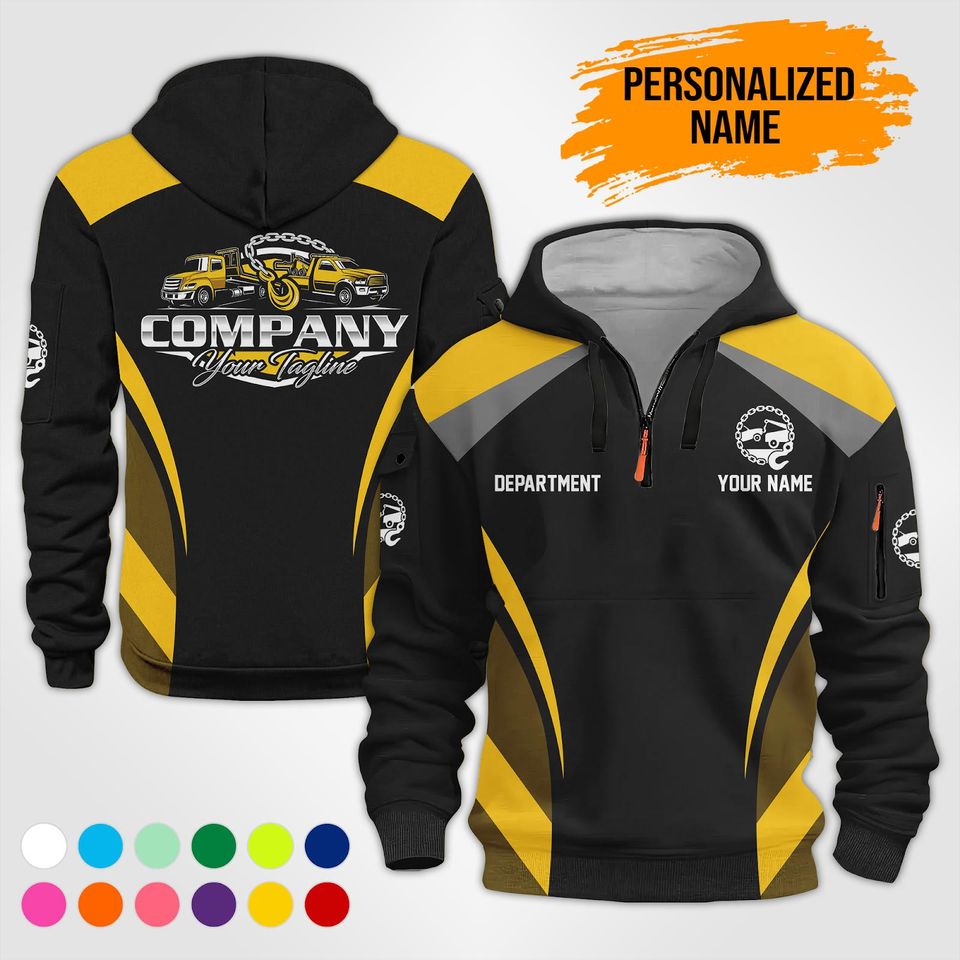 Custom Logo Quarter Zip Work Hoodie: 100% Cotton Uniform