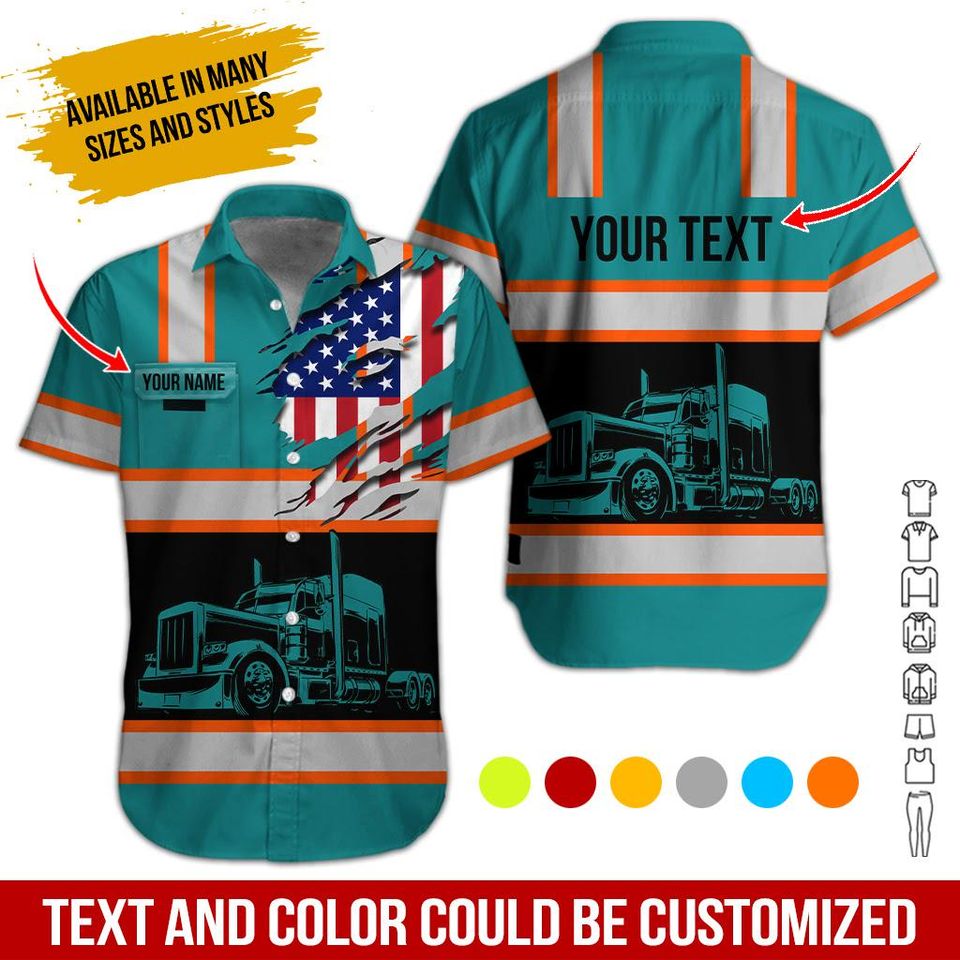 No Reflective - Custom Work Shirt with Flag: Personalized Truck Uniform