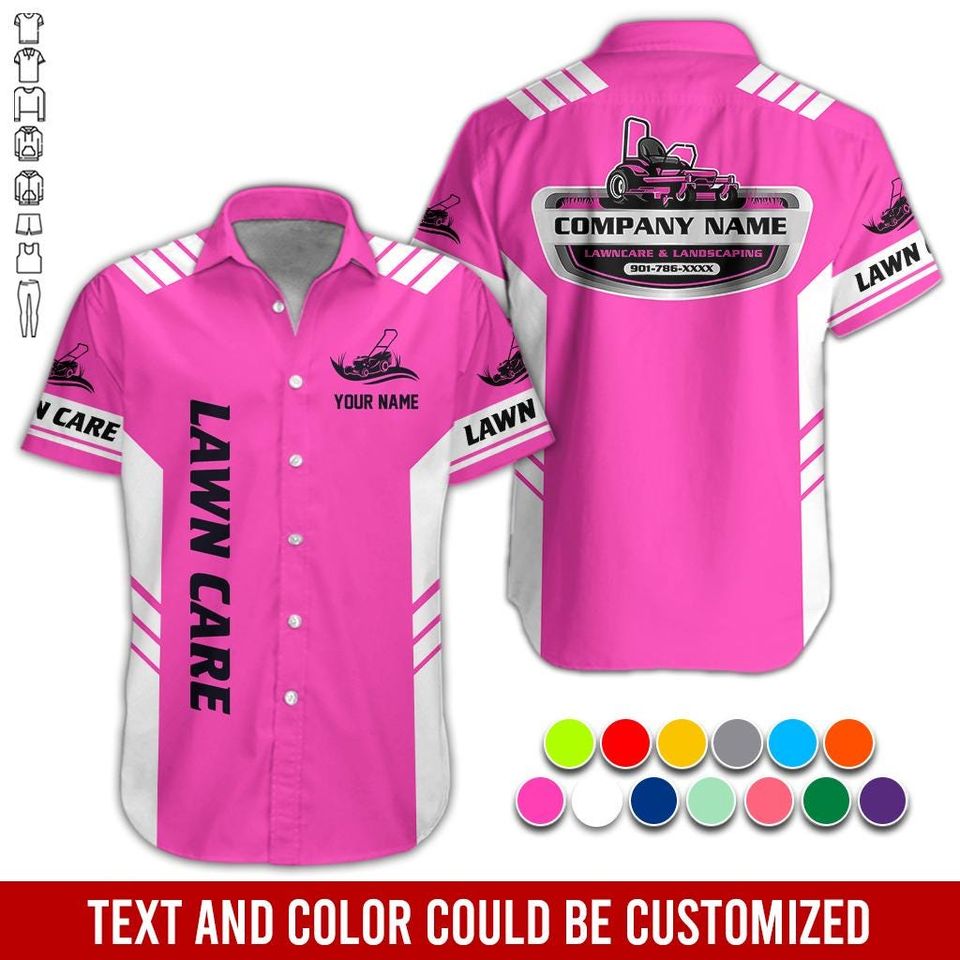 Custom Lawn Care Work Shirt: Personalized Button Up Prosfessional Uniform