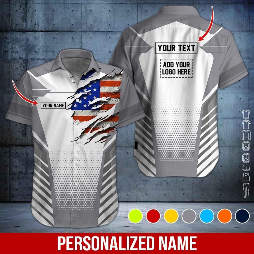 Custom US Flag Work Shirt: Personalized 3D All Over Printed Uniform
