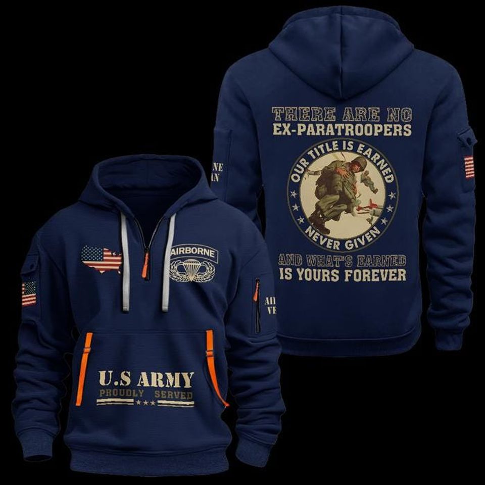 Custom US Navy Veteran Quarter Zip Hoodie: Proudly Served Design