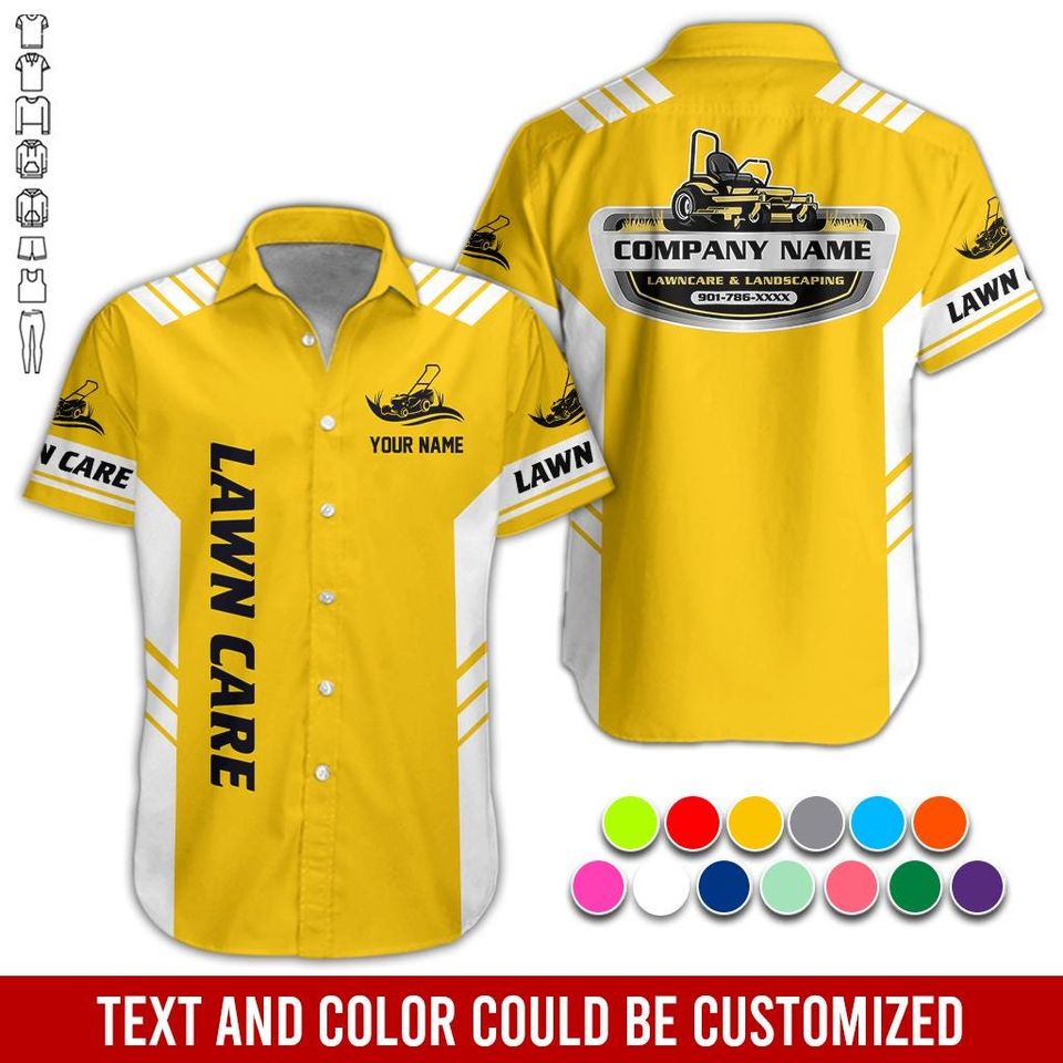 Custom Lawn Care Work Shirt: Personalized Button Up Prosfessional Uniform