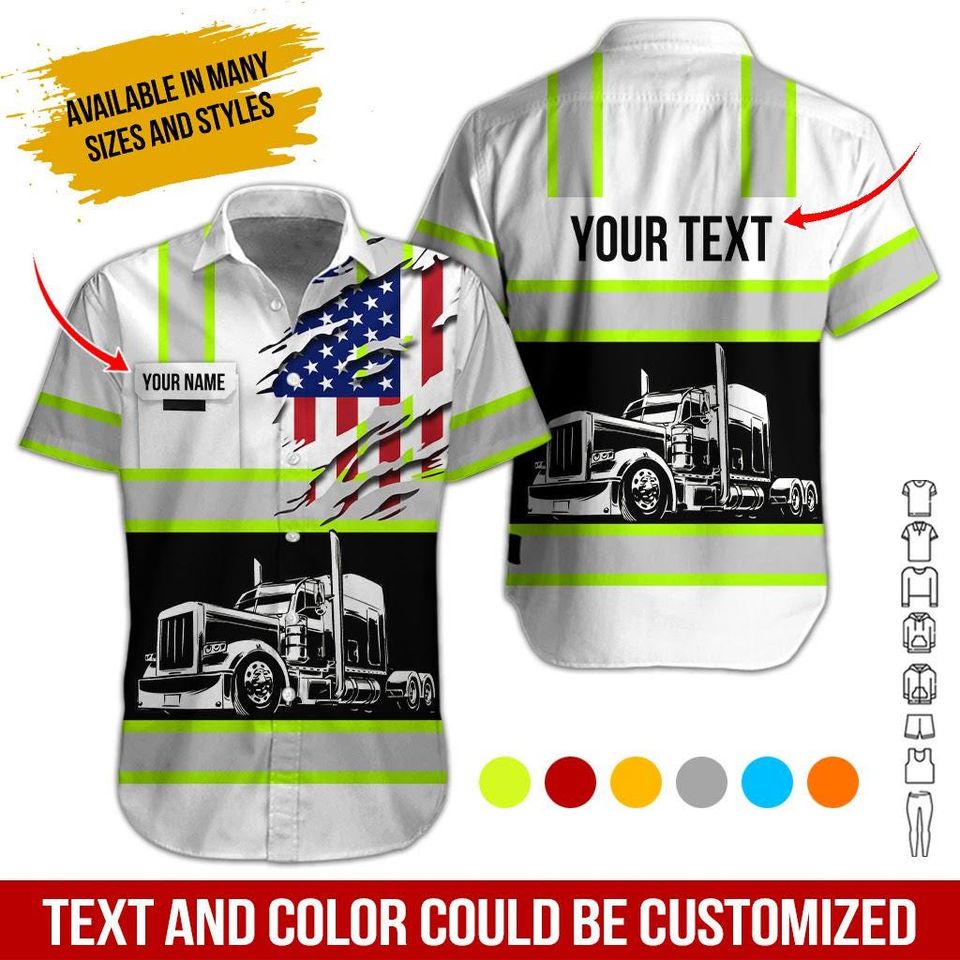 No Reflective - Custom Work Shirt with Flag: Personalized Truck Uniform