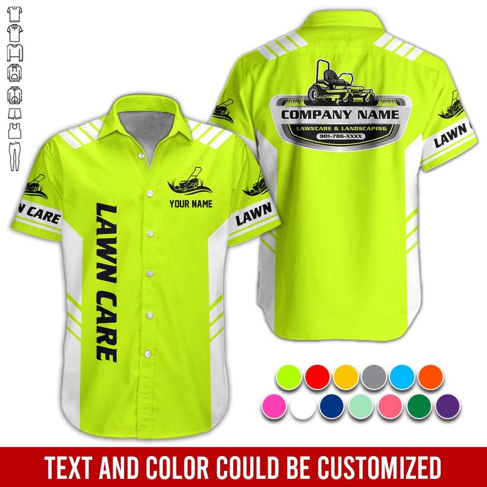 Custom Lawn Care Work Shirt: Personalized Button Up Prosfessional Uniform
