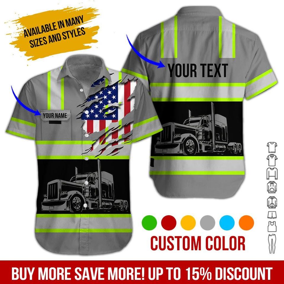 No Reflective - Custom Work Shirt with Flag: Personalized Truck Uniform
