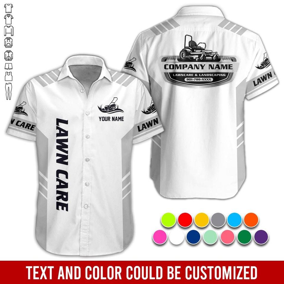Custom Lawn Care Work Shirt: Personalized Button Up Prosfessional Uniform