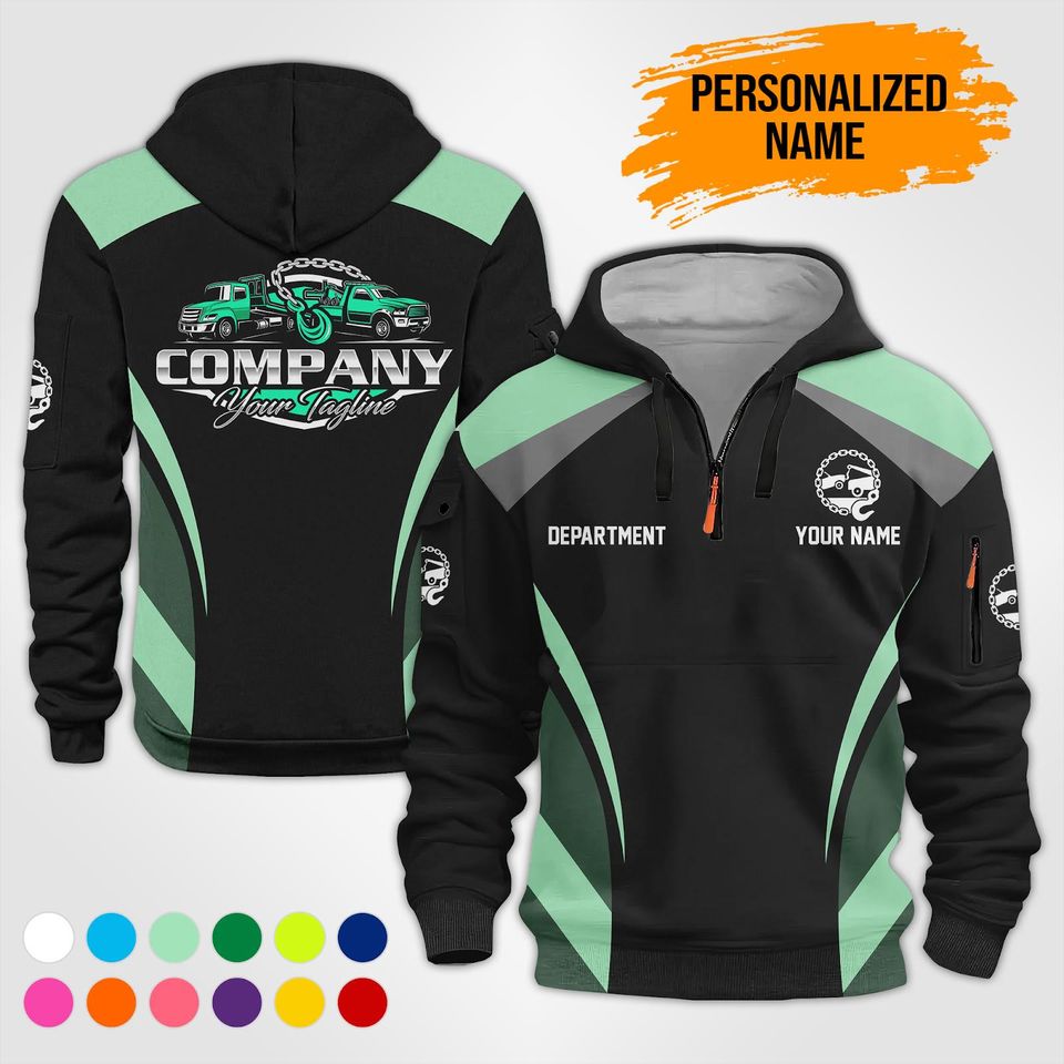 Custom Logo Quarter Zip Work Hoodie: 100% Cotton Uniform