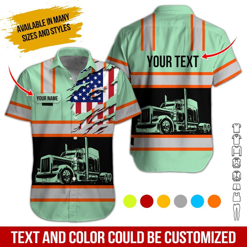 No Reflective - Custom Work Shirt with Flag: Personalized Truck Uniform