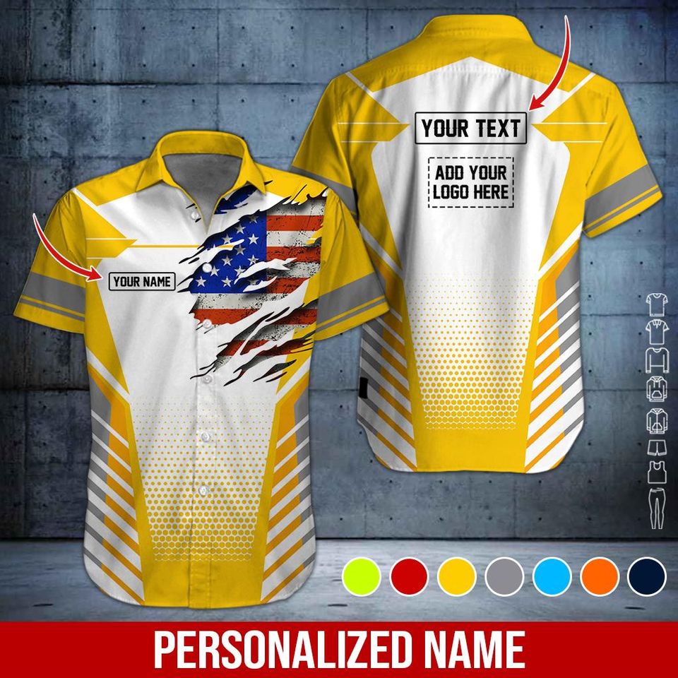 Custom US Flag Work Shirt: Personalized 3D All Over Printed Uniform