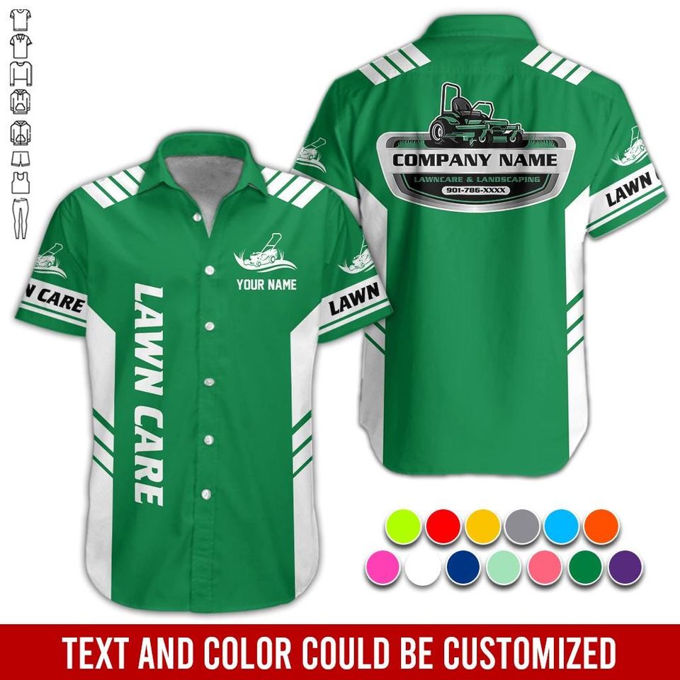 Custom Lawn Care Work Shirt: Personalized Button Up Prosfessional Uniform