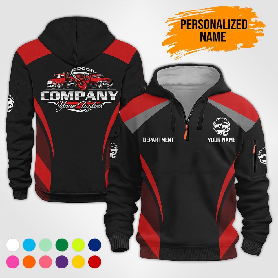Custom Logo Quarter Zip Work Hoodie: 100% Cotton Uniform