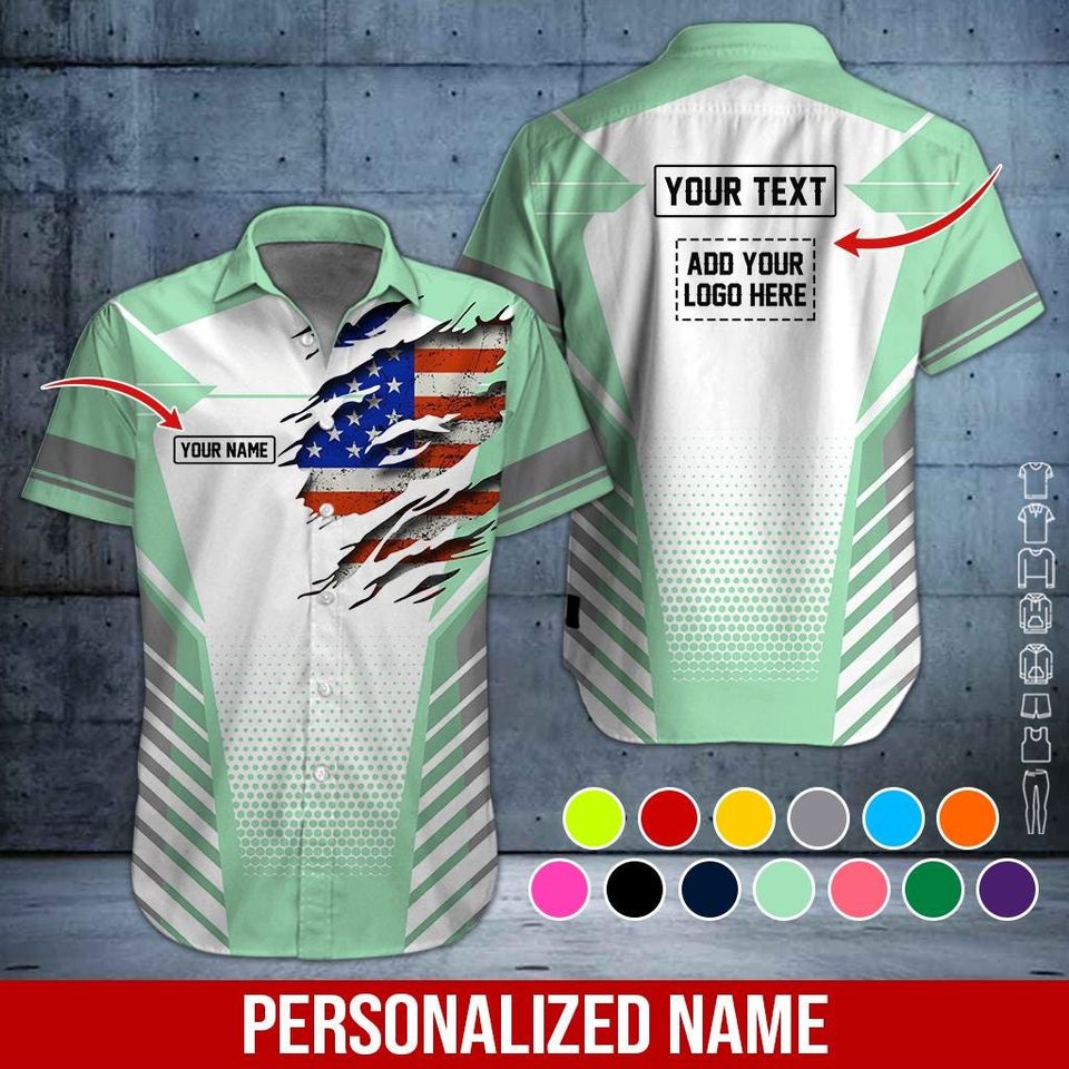 Custom US Flag Work Shirt: Personalized 3D All Over Printed Uniform