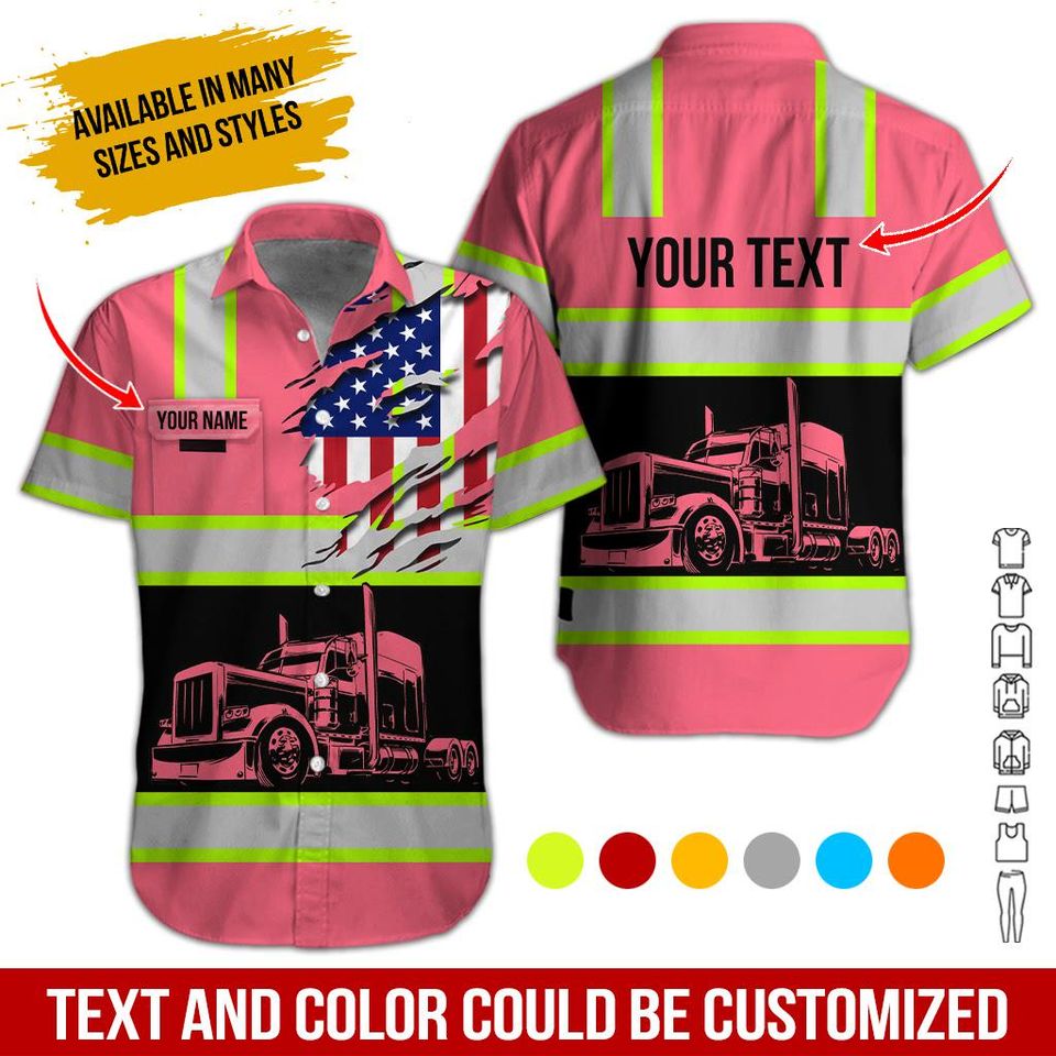 No Reflective - Custom Work Shirt with Flag: Personalized Truck Uniform