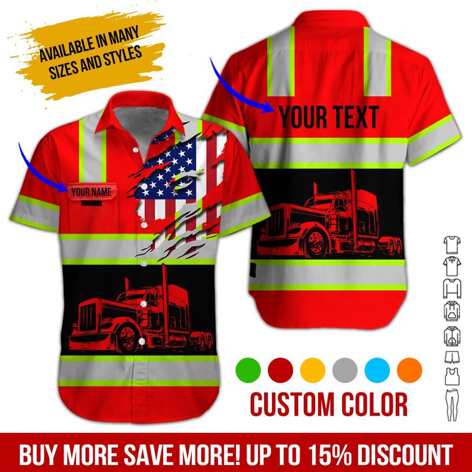 No Reflective - Custom Work Shirt with Flag: Personalized Truck Uniform