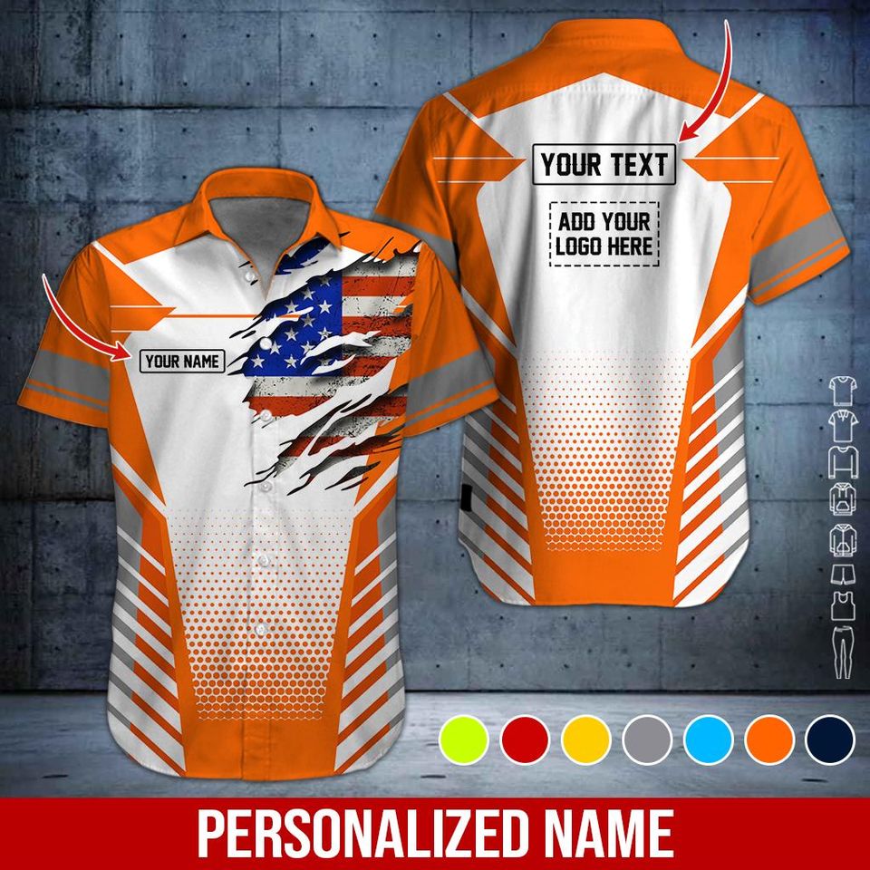 Custom US Flag Work Shirt: Personalized 3D All Over Printed Uniform
