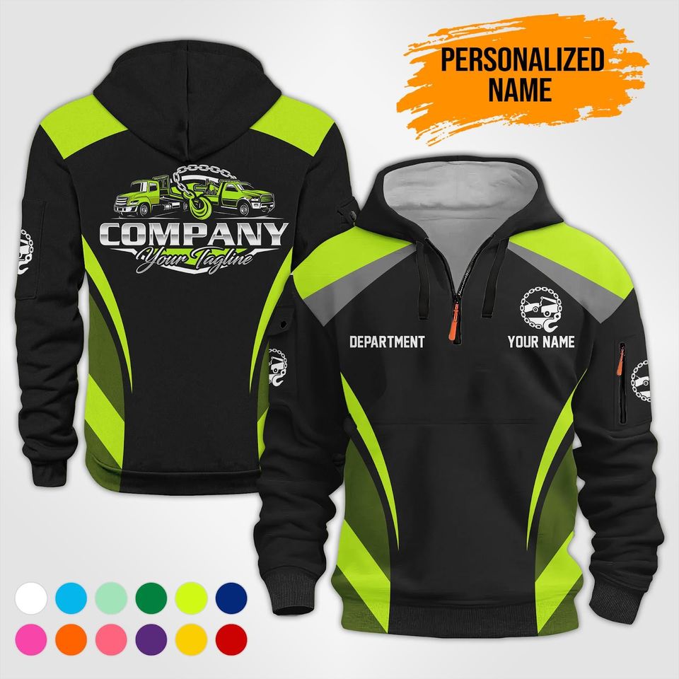Custom Logo Quarter Zip Work Hoodie: 100% Cotton Uniform