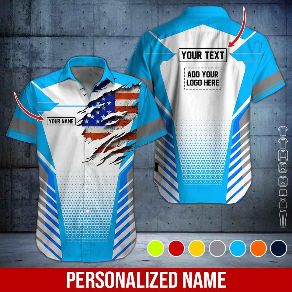 Custom US Flag Work Shirt: Personalized 3D All Over Printed Uniform