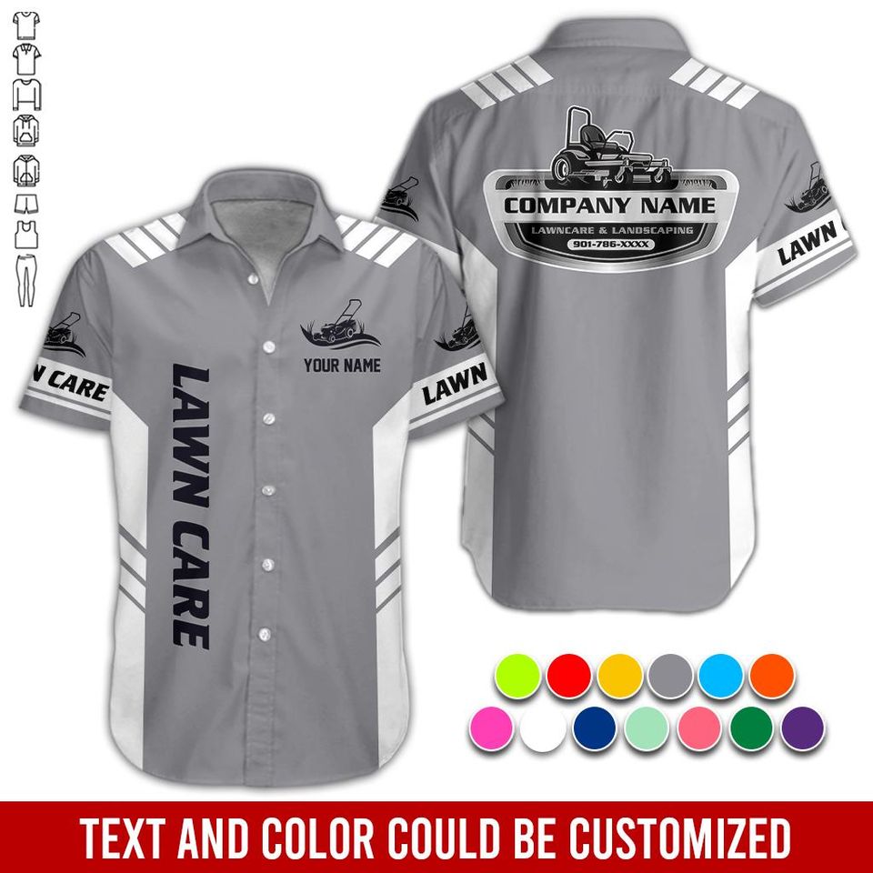 Custom Lawn Care Work Shirt: Personalized Button Up Prosfessional Uniform