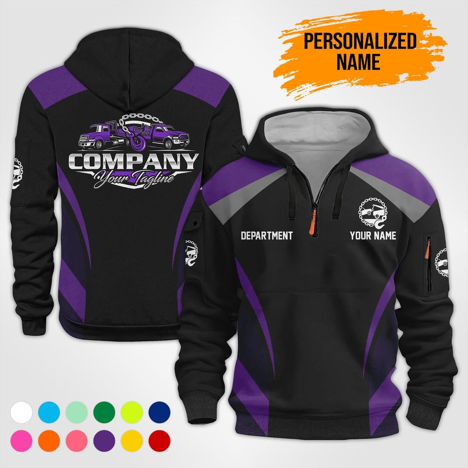 Custom Logo Quarter Zip Work Hoodie: 100% Cotton Uniform