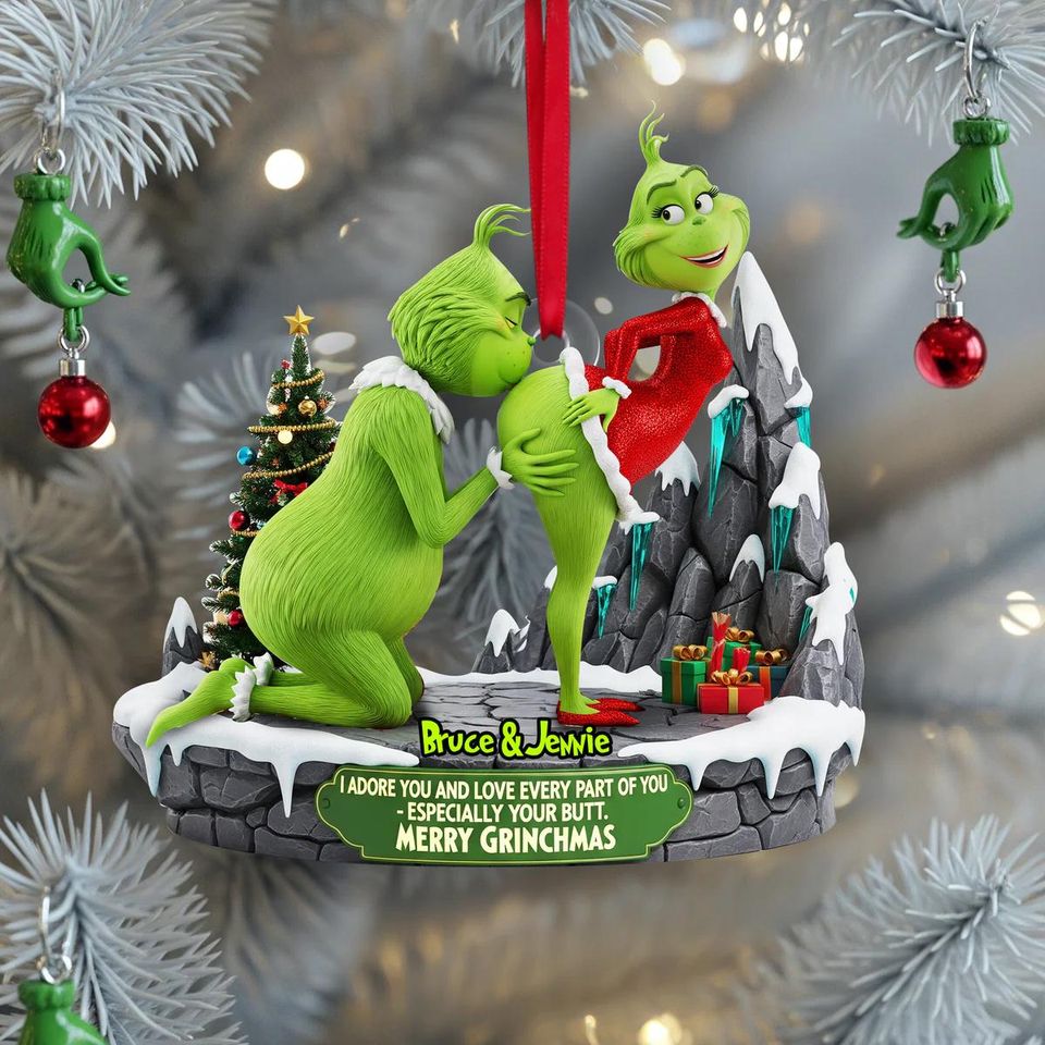 Personalized Green Monster Acrylic Ornament - Romantic Couples Gift