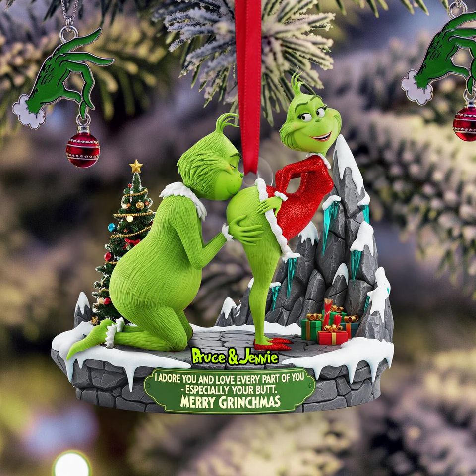 Personalized Green Monster Acrylic Ornament - Romantic Couples Gift