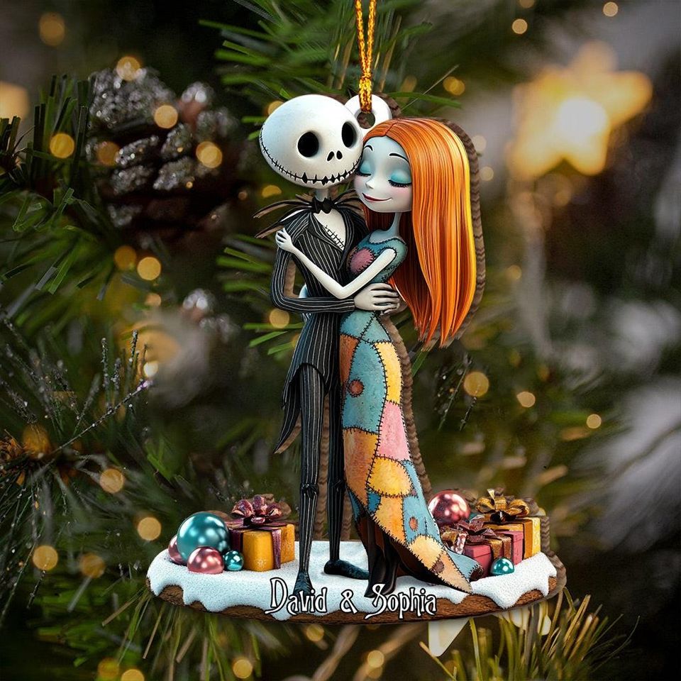 Spooky Couple Acrylic Ornament: Personalized Gothic Romantic Gift