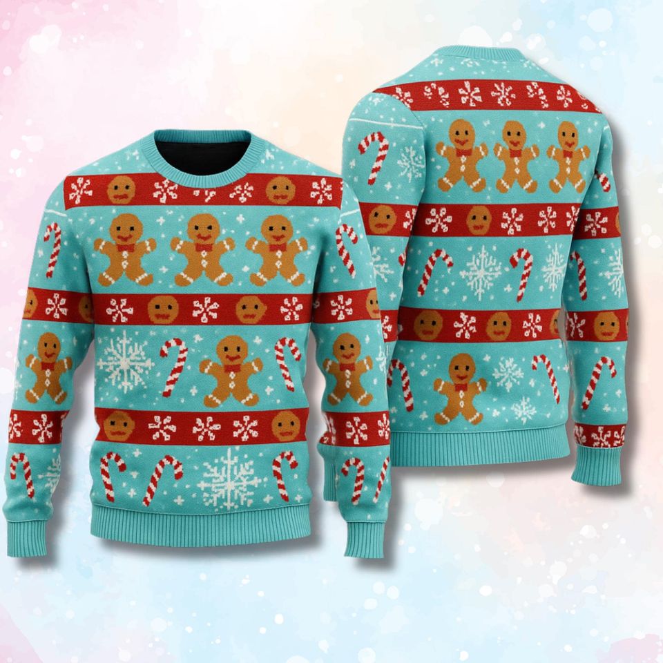 Funny Gingerbread Christmas Sweater, Ugly Holiday Party Knit Top