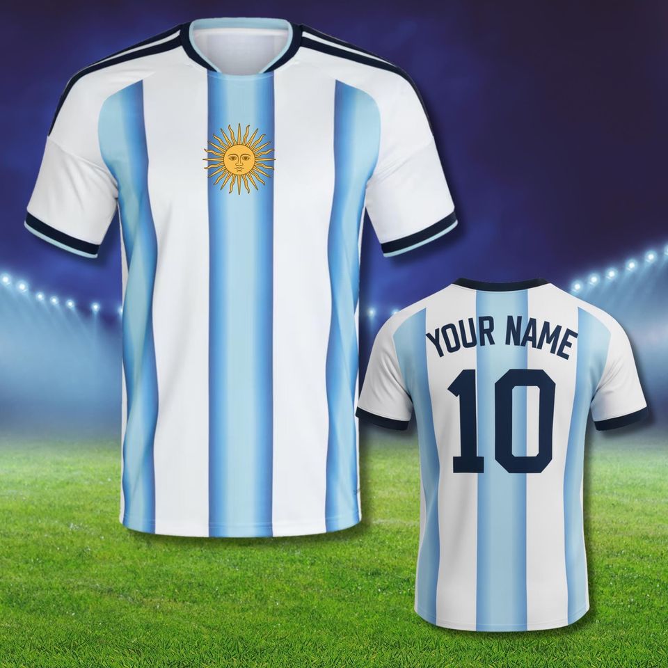 Personalized Argentina Soccer Jersey with Name Number, Football Fan Shirt