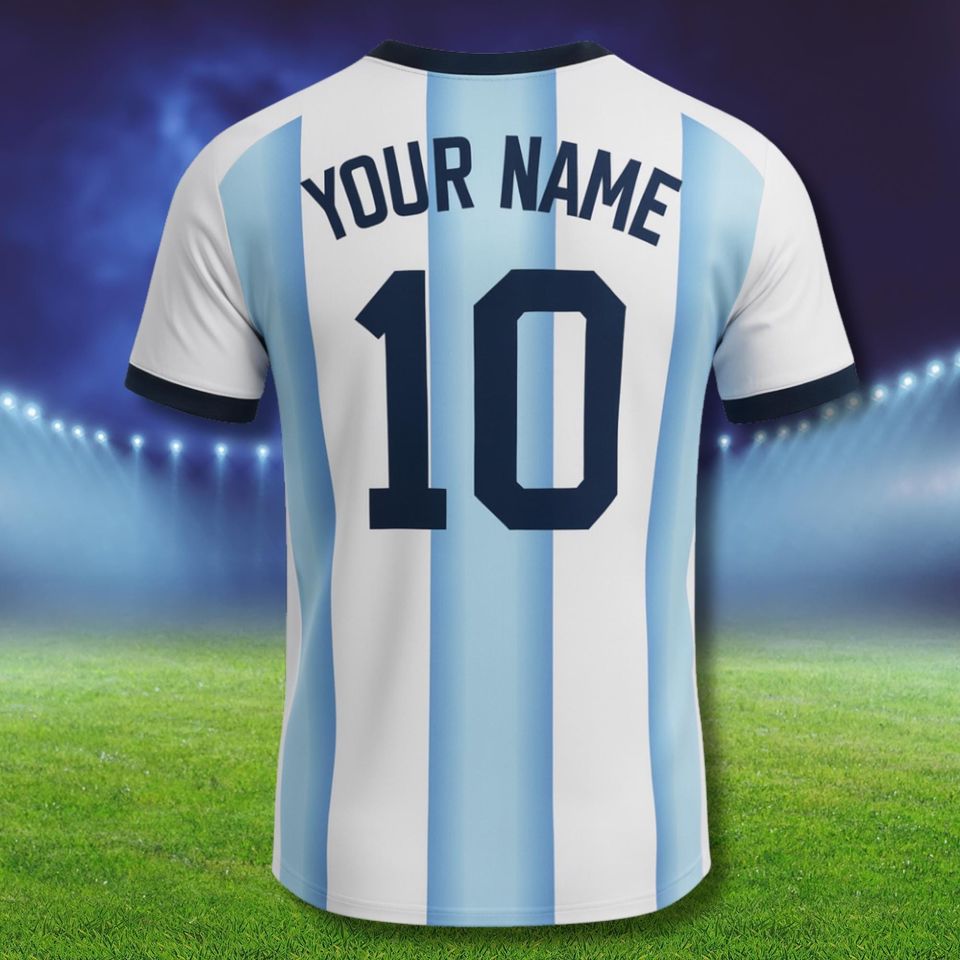 Personalized Argentina Soccer Jersey with Name Number, Football Fan Shirt