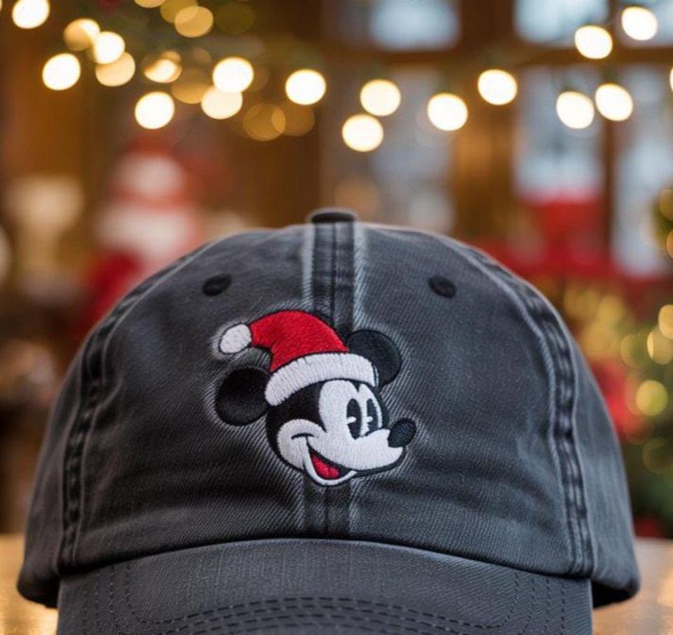Christmas Mickey Mouse Embroidered Baseball Cap, WDW Cartoon Fan Hat, Winter Holiday Gift