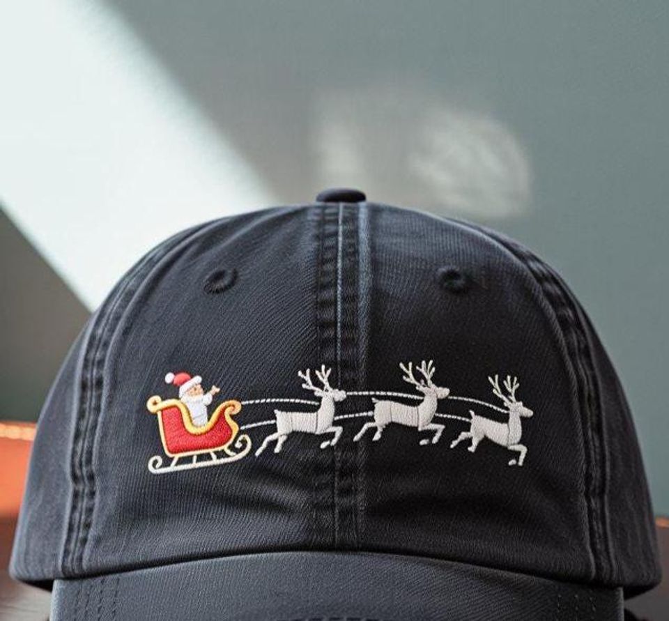 Merry Christmas Embroidered Baseball Cap, Santa Claus Winter Hat, Holiday Gift