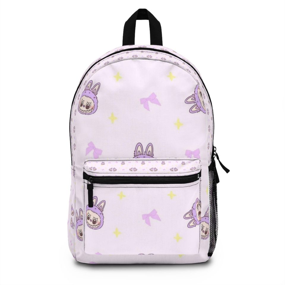 Cute Bunny Pattern Backpack | Pastel Purple Kids School Bag