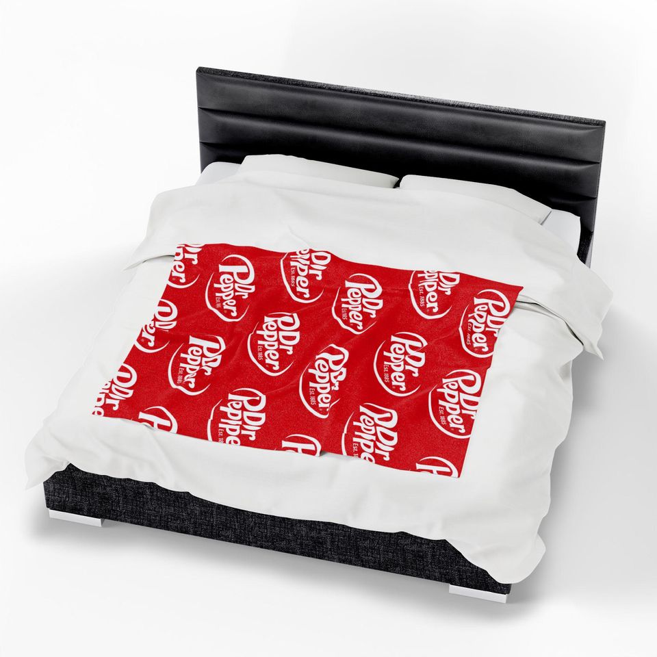 Dr Pepper Logo Fleece Blanket with Red Soda Pattern