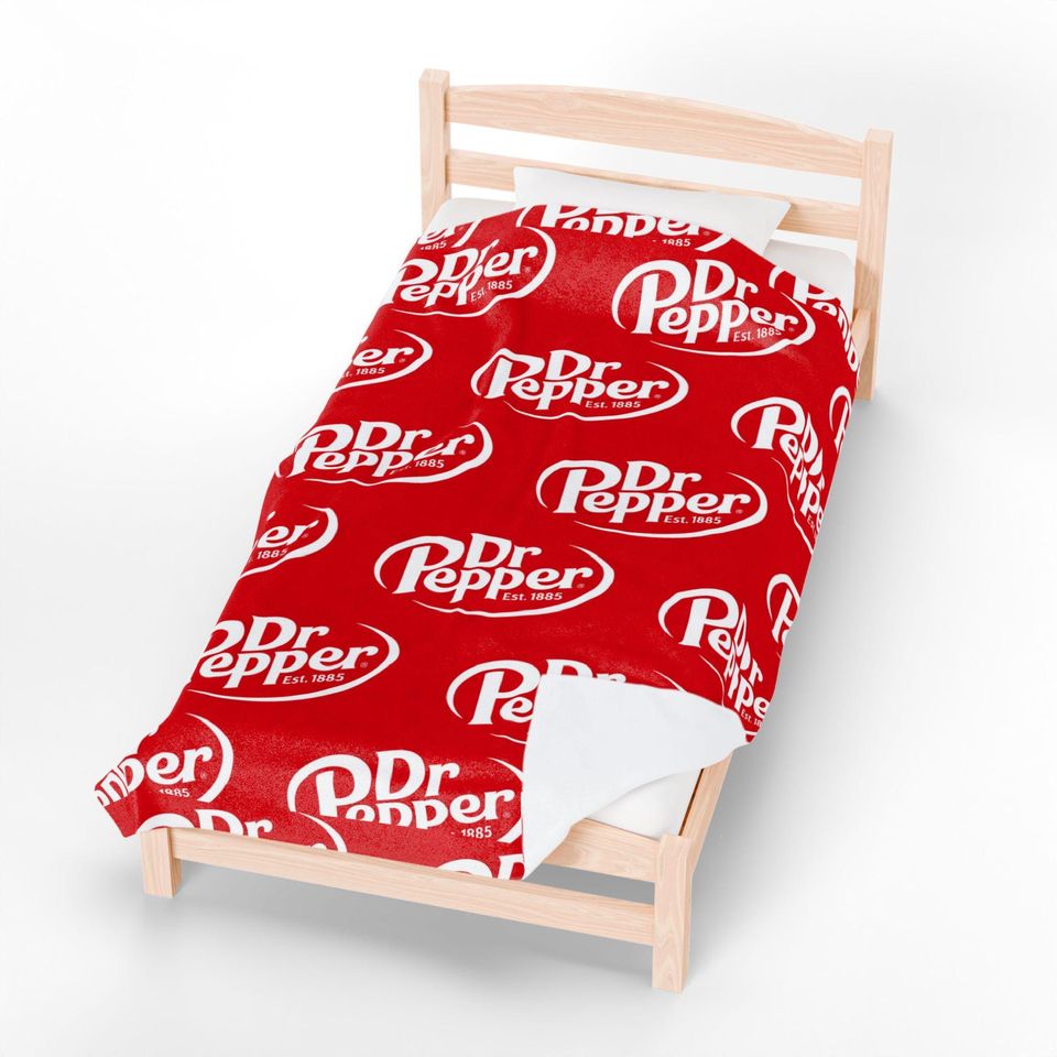 Dr Pepper Logo Fleece Blanket with Red Soda Pattern