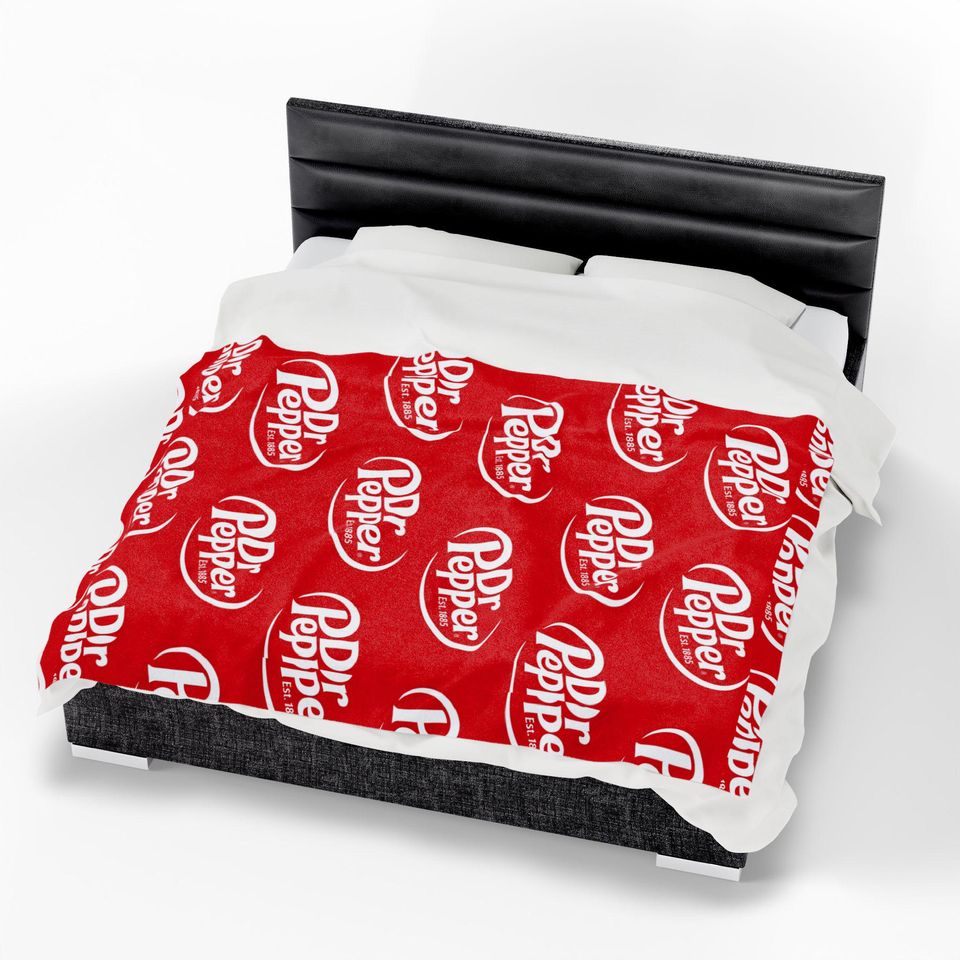 Dr Pepper Logo Fleece Blanket with Red Soda Pattern